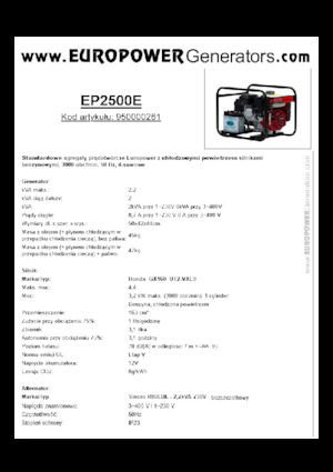 गैसोलीन पावर जनरेटर Europower EP2500E (S)