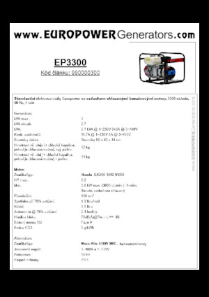 गैसोलीन पावर जनरेटर Europower EP3300 (MA)