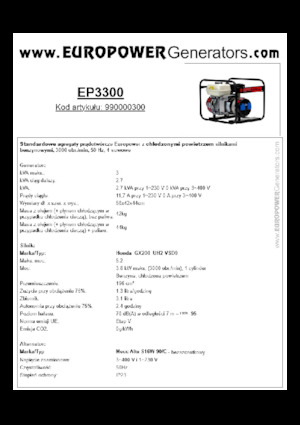 गैसोलीन पावर जनरेटर Europower EP3300 (MA)