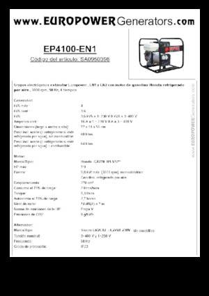 गैसोलीन पावर जनरेटर Europower EP4100-EN1 (S)