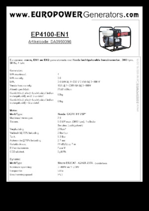 गैसोलीन पावर जनरेटर Europower EP4100-EN1 (S)