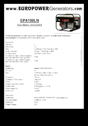 गैसोलीन पावर जनरेटर Europower EP4100LN (S)