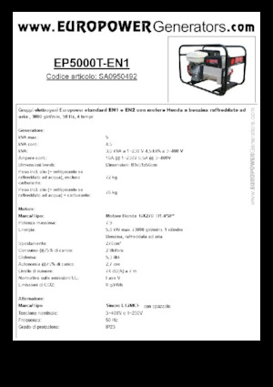 गैसोलीन पावर जनरेटर Europower EP5000T-EN1 (S)