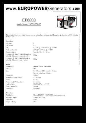 गैसोलीन पावर जनरेटर Europower EP6000 (S)