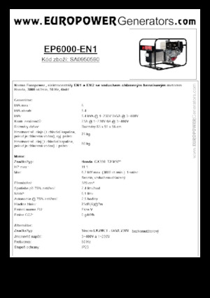 गैसोलीन पावर जनरेटर Europower EP6000 EN1 (S)