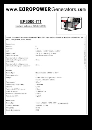 गैसोलीन पावर जनरेटर Europower EP6000 EN1 (S)