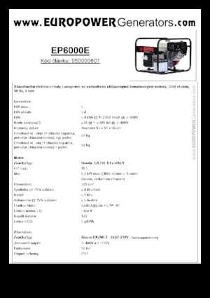 गैसोलीन पावर जनरेटर Europower EP6000E (S)