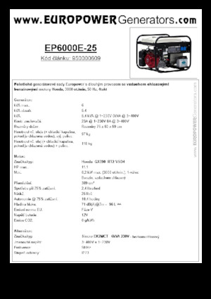 गैसोलीन पावर जनरेटर Europower EP6000E-25 (S)