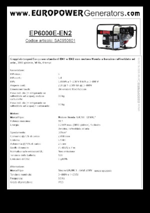 गैसोलीन पावर जनरेटर Europower EP6000E-EN2 (S)