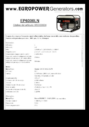 गैसोलीन पावर जनरेटर Europower EP6000LN (S)