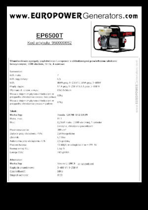 गैसोलीन पावर जनरेटर Europower EP6500T (S)