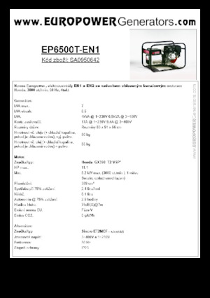 गैसोलीन पावर जनरेटर Europower EP6500T-EN1 (S)