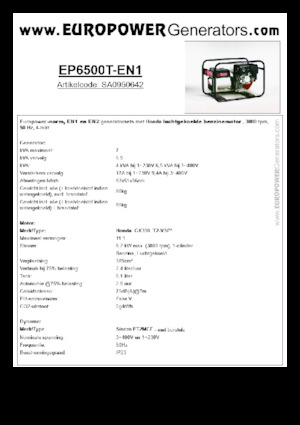 गैसोलीन पावर जनरेटर Europower EP6500T-EN1 (S)