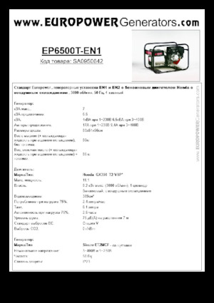 गैसोलीन पावर जनरेटर Europower EP6500T-EN1 (S)