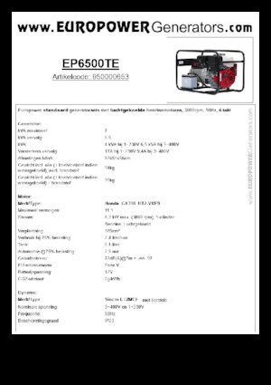 गैसोलीन पावर जनरेटर Europower EP6500TE (S)