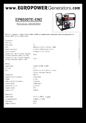 गैसोलीन पावर जनरेटर Europower EP6500TE-EN2 (S)