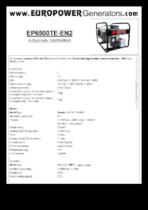 गैसोलीन पावर जनरेटर Europower EP6500TE-EN2 (S)