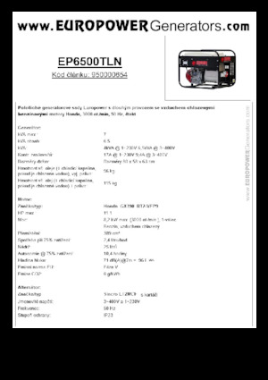 गैसोलीन पावर जनरेटर Europower EP6500TLN (S)