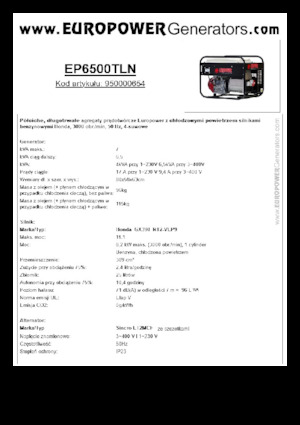 गैसोलीन पावर जनरेटर Europower EP6500TLN (S)