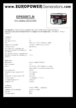 गैसोलीन पावर जनरेटर Europower EP6500TLN (S)