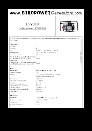 गैसोलीन पावर जनरेटर Europower EP7000 (S)