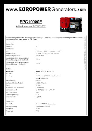 गैसोलीन पावर जनरेटर Europower EPG10000E (S)