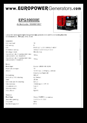 गैसोलीन पावर जनरेटर Europower EPG10000E (S)