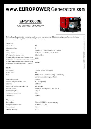 गैसोलीन पावर जनरेटर Europower EPG10000E (S)