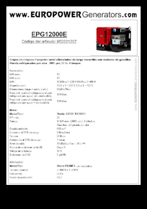 गैसोलीन पावर जनरेटर Europower EPG12000E (S)