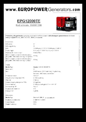 गैसोलीन पावर जनरेटर Europower EPG12000TE (S)