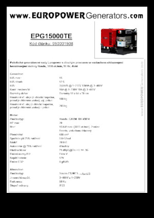 गैसोलीन पावर जनरेटर Europower EPG15000TE (S)