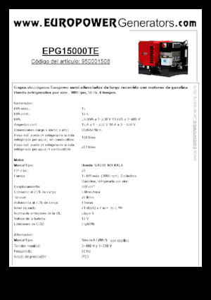 गैसोलीन पावर जनरेटर Europower EPG15000TE (S)