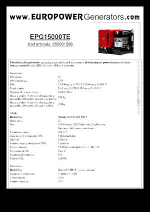 गैसोलीन पावर जनरेटर Europower EPG15000TE (S)