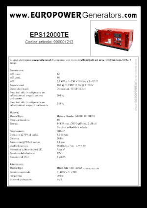 गैसोलीन पावर जनरेटर Europower EPS12000TE (MA)