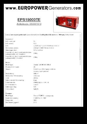 गैसोलीन पावर जनरेटर Europower EPS15000TE (S)