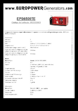 गैसोलीन पावर जनरेटर Europower EPS6500TE (S)
