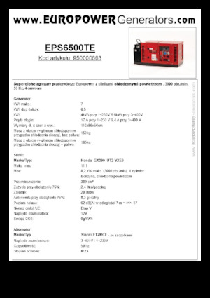 गैसोलीन पावर जनरेटर Europower EPS6500TE (S)