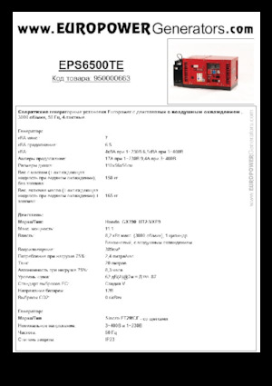गैसोलीन पावर जनरेटर Europower EPS6500TE (S)