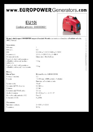 गैसोलीन पावर जनरेटर Europower EU10i