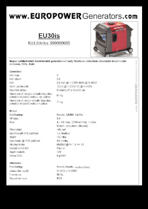 गैसोलीन पावर जनरेटर Europower EU30is