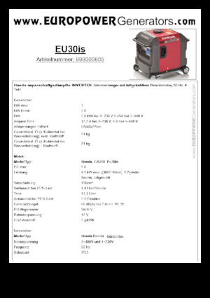 गैसोलीन पावर जनरेटर Europower EU30is