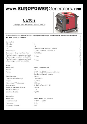 गैसोलीन पावर जनरेटर Europower EU30is
