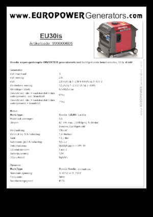 गैसोलीन पावर जनरेटर Europower EU30is