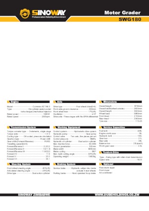 ग्रेडर Sinoway SWG180