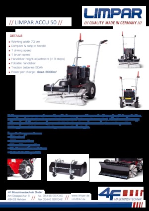 हैंड-कंट्रोल्ड स्वीपर Limpar Accu 50