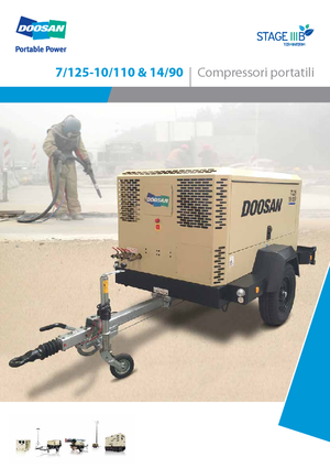 पोर्टेबल एयर कंप्रेसर - डीजल, इलेक्ट्रिक, गैसोलीन Doosan 10/110