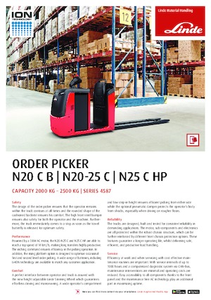 ऑर्डर पिकर और चेरी पिकर फोर्कलिफ्ट Linde N20C