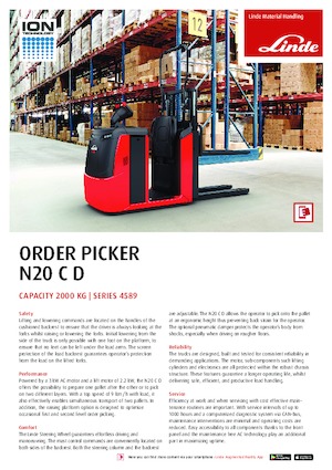 ऑर्डर पिकर और चेरी पिकर फोर्कलिफ्ट Linde N20C D