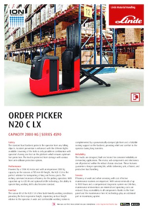 ऑर्डर पिकर और चेरी पिकर फोर्कलिफ्ट Linde N20C LX