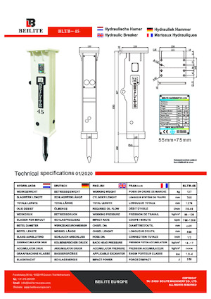 हाइड्रोलिक ब्रेकर Beilite BLTB-45
